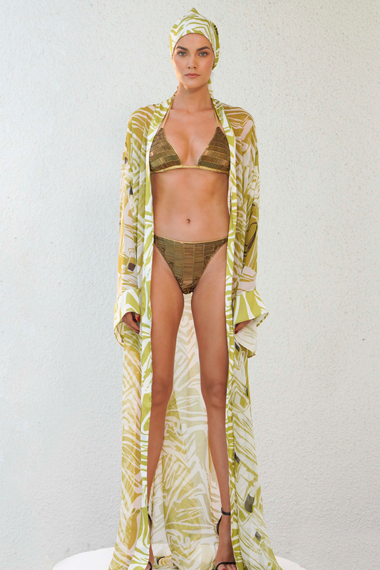 Lime Green Chiffon Kimono