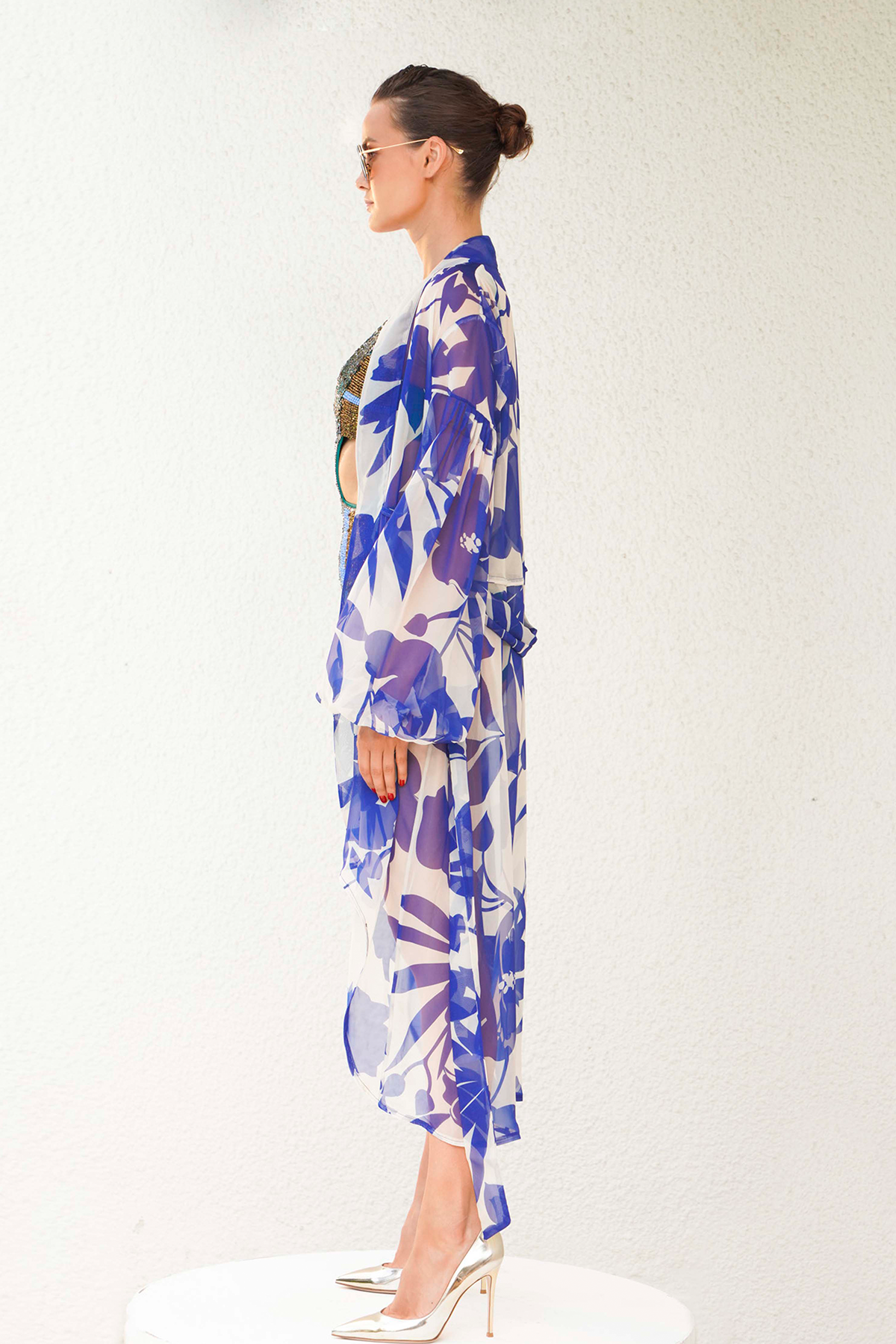 Blue Chiffon Kimono